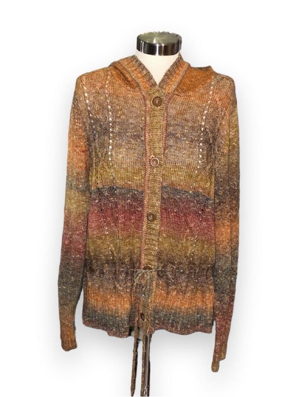 Maurices Fall colored Striped Hooded Button Knit Sweater